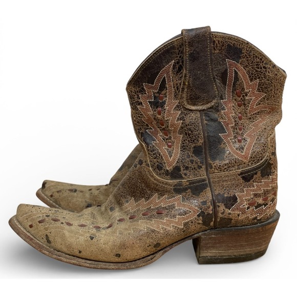 Lucchese Diva Savina Cowboy Boots Brown 7 B Western Ankle Limited Edition - Picture 4 of 11